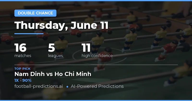 Top Double Chance Picks for 11 Jun 2026