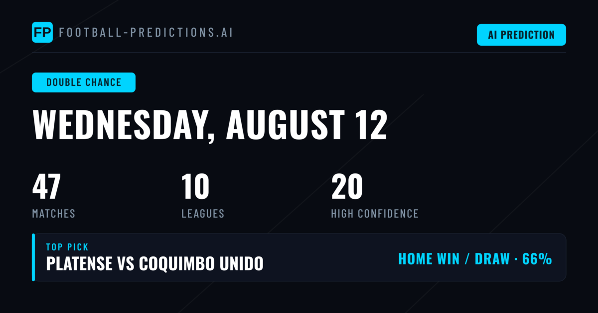 Top Double Chance Picks for 12 Aug 2026