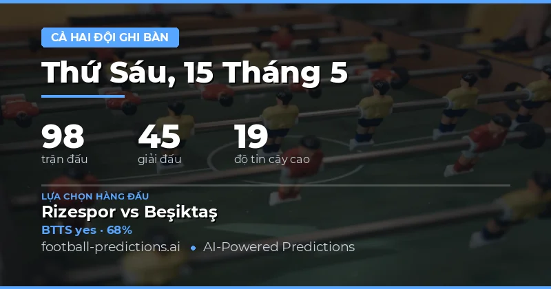 Xem trước xu hướng ghi bàn trong các trận đấu ngày 15 tháng 5 năm 2026