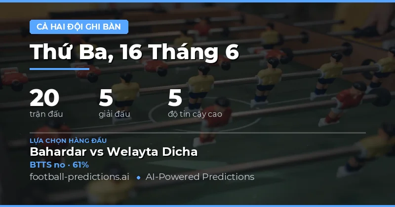 Top BTTS Picks ngày 16/06/2026