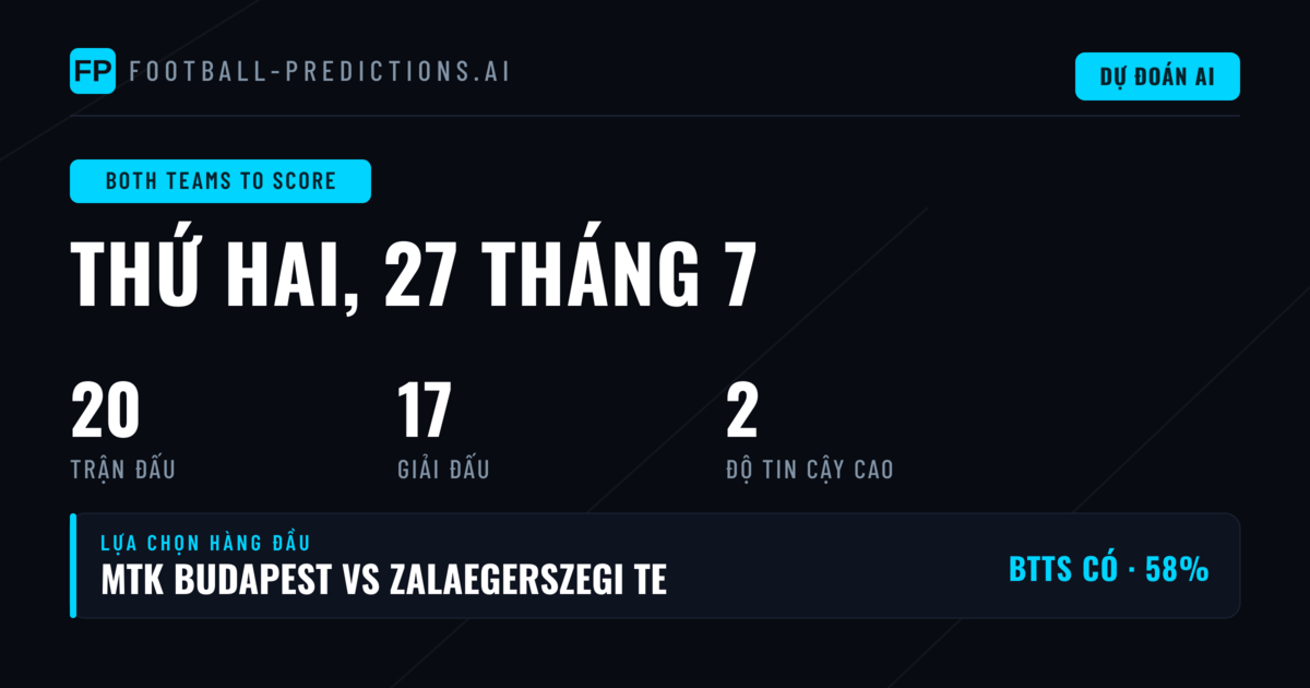 Top BTTS Picks cho ngày 27/07/2026