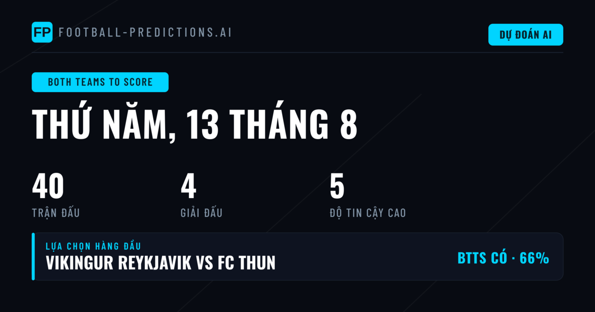 Top BTTS Picks ngày 13/08/2026