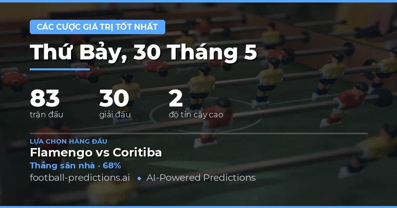 Dự báo bóng đá giá trị cao nhất ngày 30 tháng 5 năm 2026