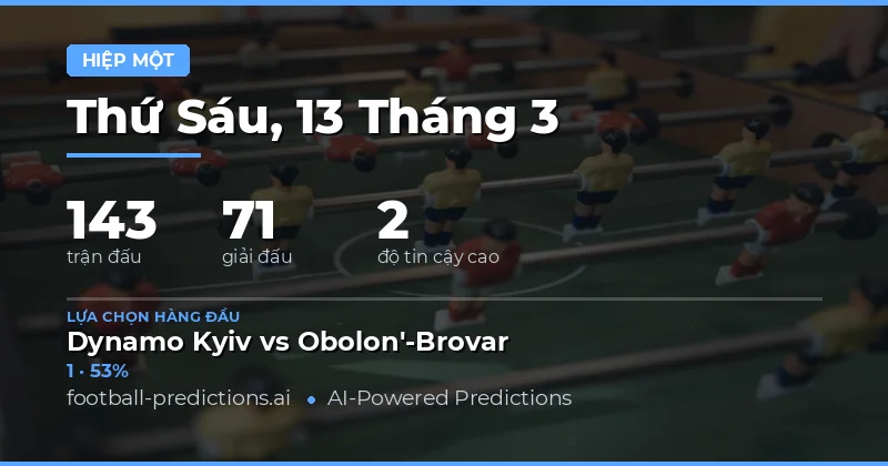 Dự đoán kết quả nửa đầu trận đấu 13 tháng 3 năm 2026