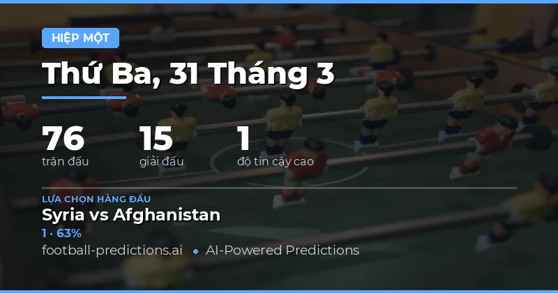 Dự Đoán Kết Quả Hiệp 1 Ngày 31 Tháng 3 Năm 2026