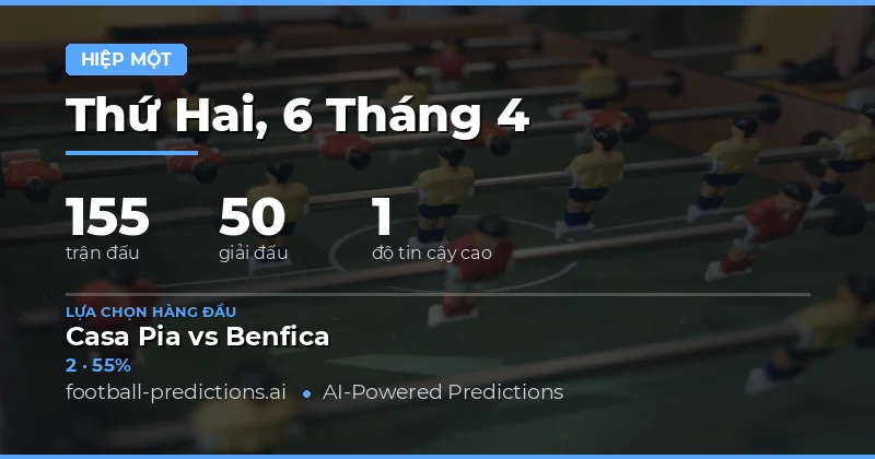 Dự đoán Kết quả Hiệp 1 ngày 6/4/2026