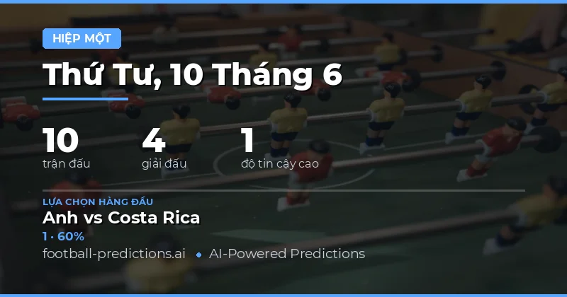 Top Kết quả Hiệp 1 Picks cho ngày 10/06/2026