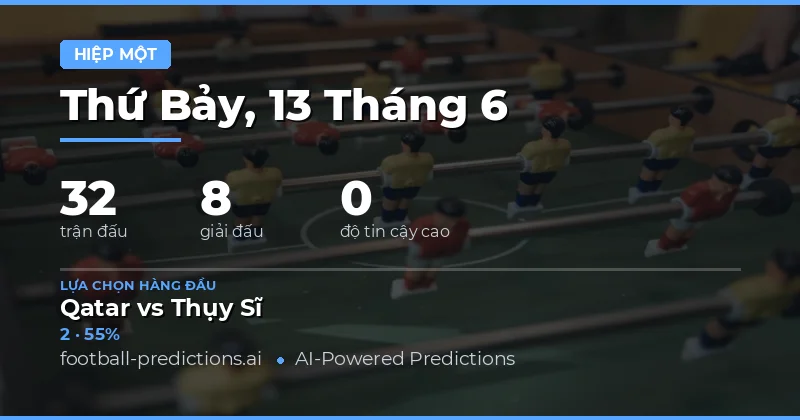 Hiệp một — Dự Đoán & Mẹo Bóng Đá — Thứ Bảy, 13 Tháng 6, 2026