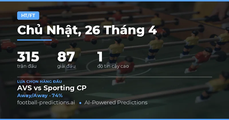 Dự Đoán Kết Quả Nửa Trận/Cuộc Khá Ngày 26 Tháng 4 Năm 2026