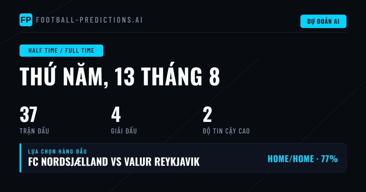 Top HT/FT Picks ngày 13/08/2026