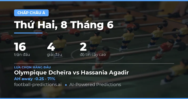 Giới thiệu dự đoán Asian Handicap ngày 8/6/2026