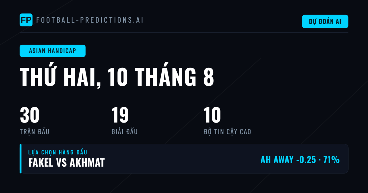 Top AH Picks ngày 10/08/2026