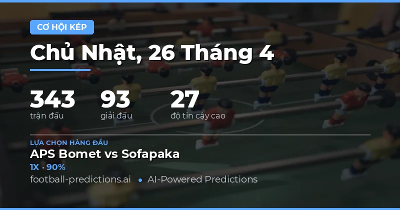 Dự Đoán Kèo Double Chance Bóng Đá Ngày 26 Tháng 4 Năm 2026