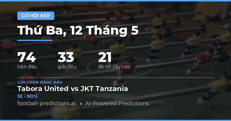 Các lựa chọn tốt nhất cho bài viết dự đoán Double Chance ngày 12 tháng 5 năm 2026