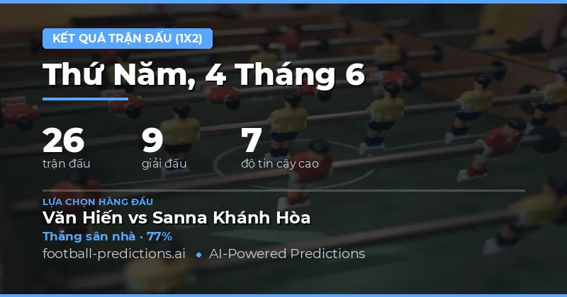 Tổng quan dự đoán kết quả 26 trận đấu sắp tới