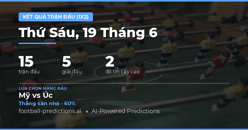 Top dự đoán 1X2 ngày 19/06/2026
