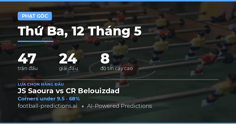 Dự đoán số góc bóng đá ngày 12 tháng 5 năm 2026