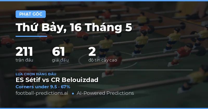 Dự Đoán Số Lượng Góc Đá Cho Ngày 16 Tháng Năm 2026
