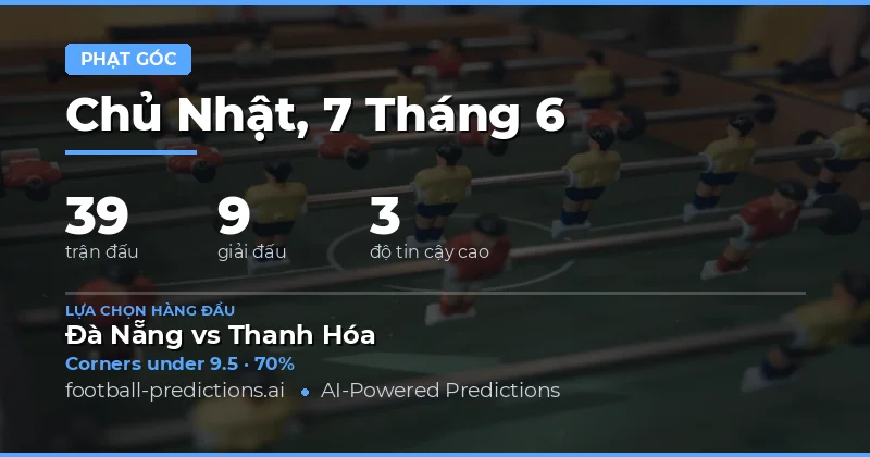 Phân tích Tổng Phạt Góc - 39 Trận Đấu Ngày 7/6/2026