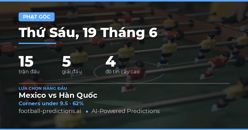 Top Corners O/U Picks cho ngày 19/06/2026