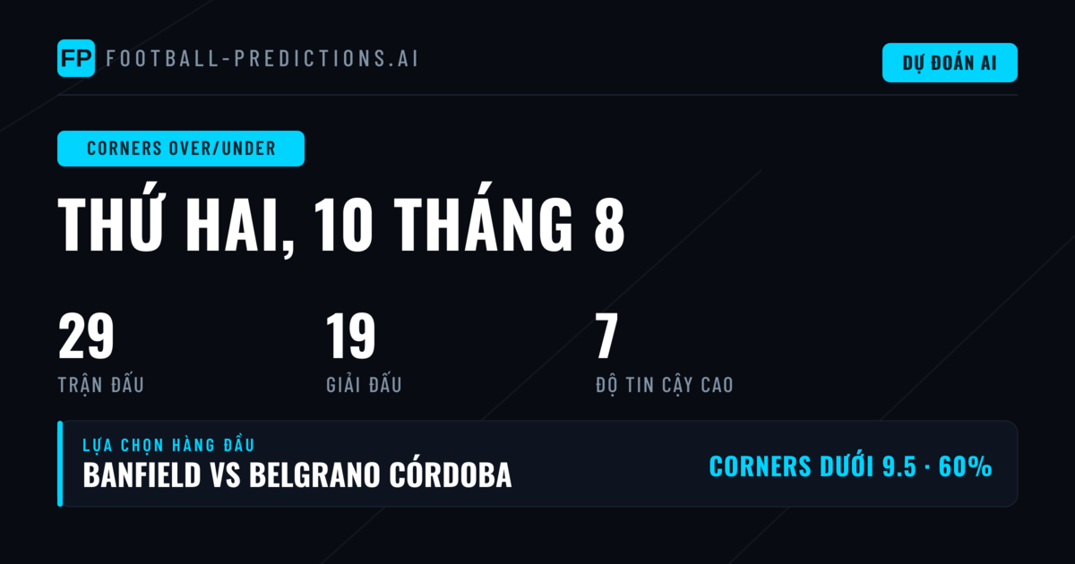 Top Corners O/U Picks 10 Aug 2026