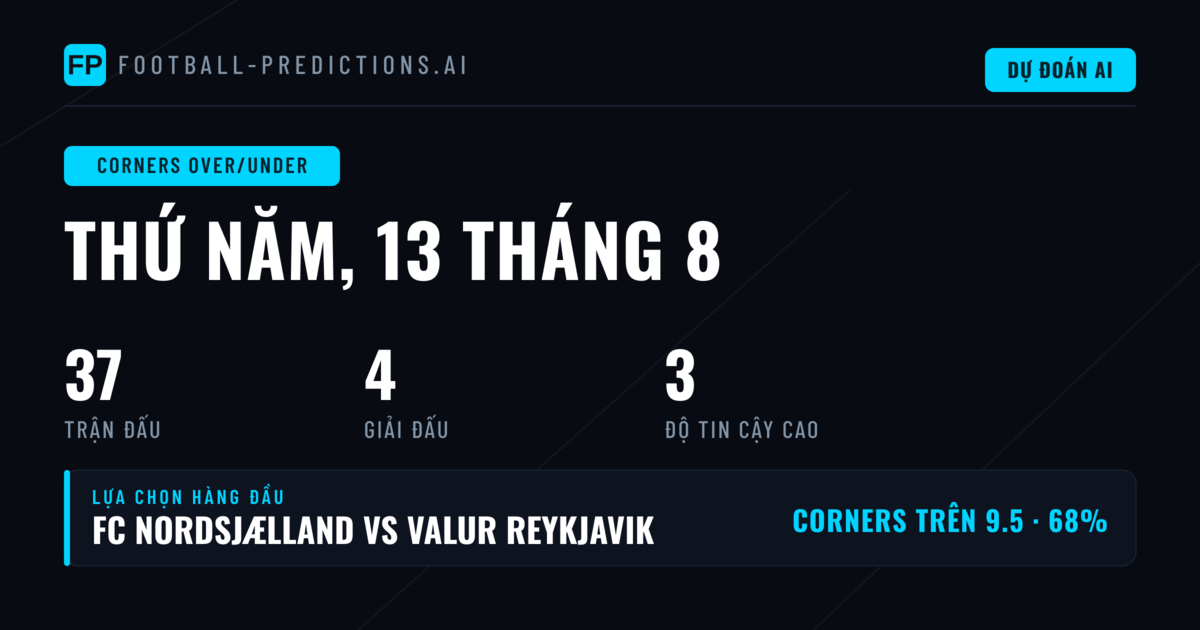 Top O/U Corners Picks ngày 13/08/2026