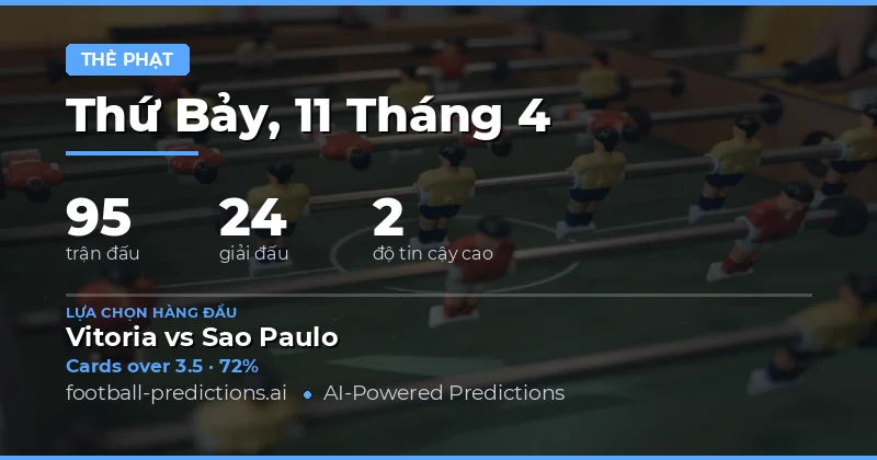 Dự đoán tỷ lệ thẻ vàng Under 2.5 ngày 11/4/2026