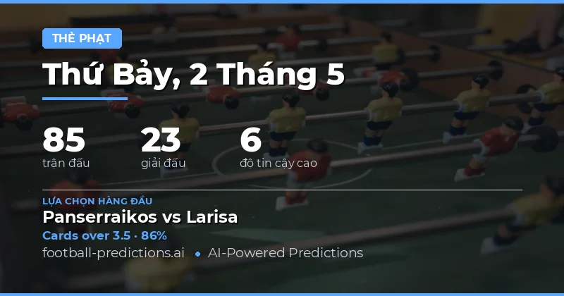Dự Đoán Số Lượng Thẻ Vàng Trong Các Trận Đấu Ngày 2 Tháng 5 Năm 2026