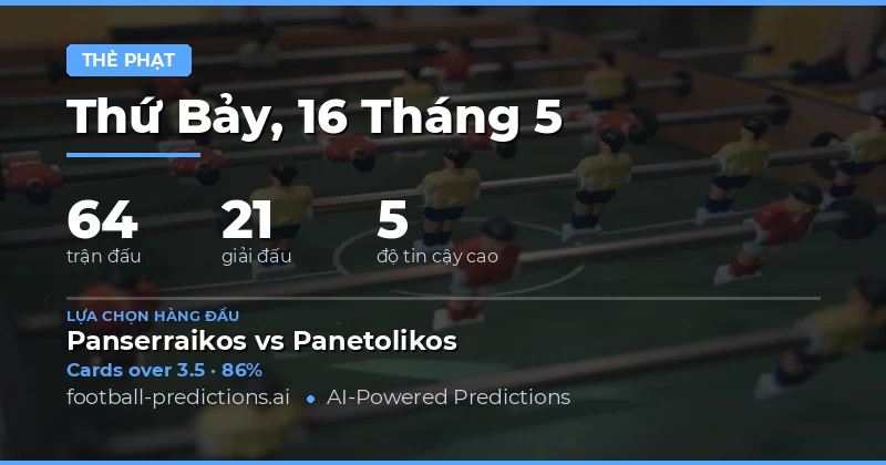 Tổng quan thị trường thẻ vàng bóng đá ngày 16 tháng 5 năm 2026