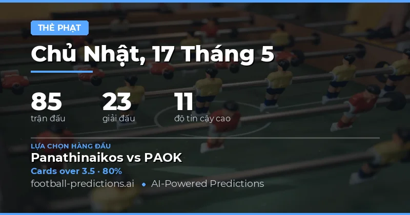 Dự Đoán Số Lượng Thẻ Vàng Cho Các Trận Đấu Ngày 17 Tháng 5 Năm 2026