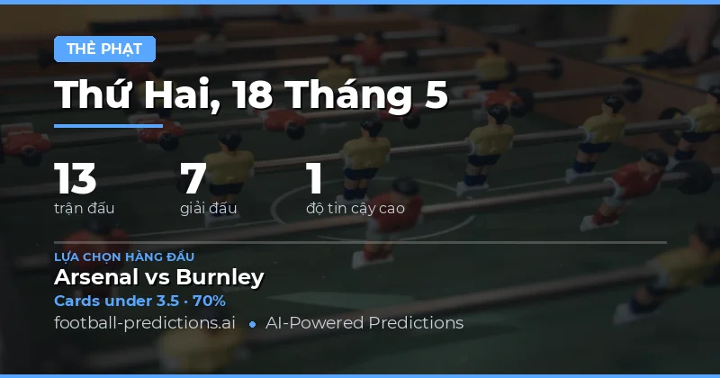 Xem Trước Các Trận Đấu Và Xu Hướng Thẻ Phạt Ngày 18 Tháng Năm 2026