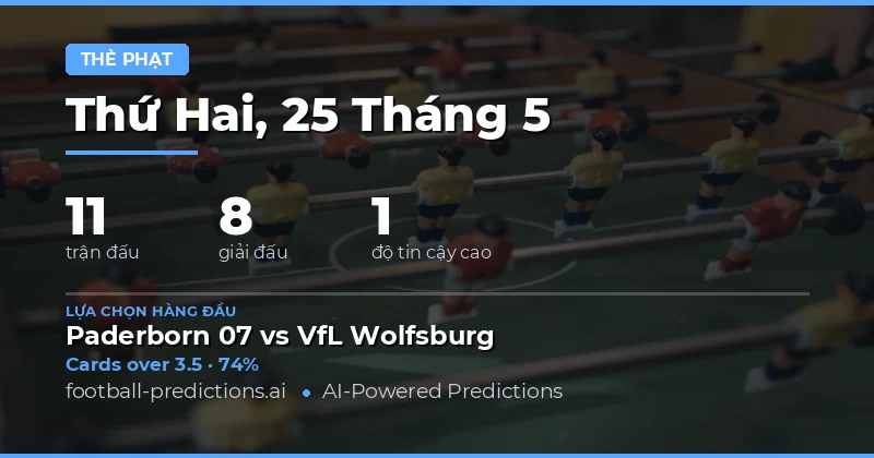 Dự Đoán Thẻ Vàng Bóng Đá Ngày 25 Tháng 5 Năm 2026