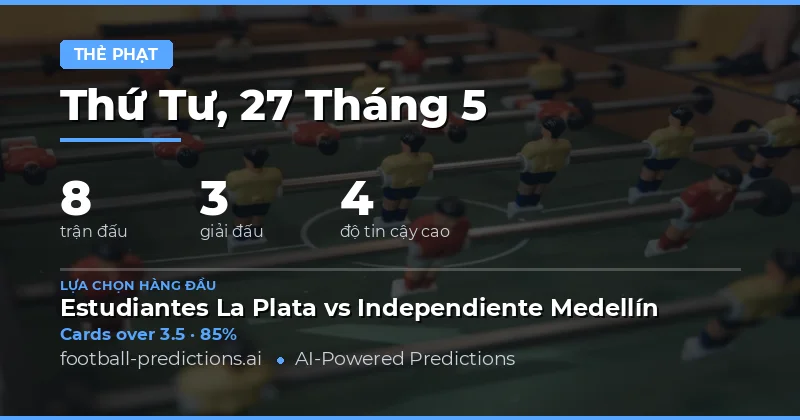 Dự Báo Thẻ Vàng Cho Các Trận Đấu Ngày 27 Tháng Năm 2026
