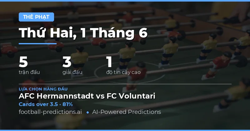 Phân Tích Dự Đoán Thẻ Vàng - Cơ Hội Cá Cược Hấp Dẫn Ngày 1/6/2026