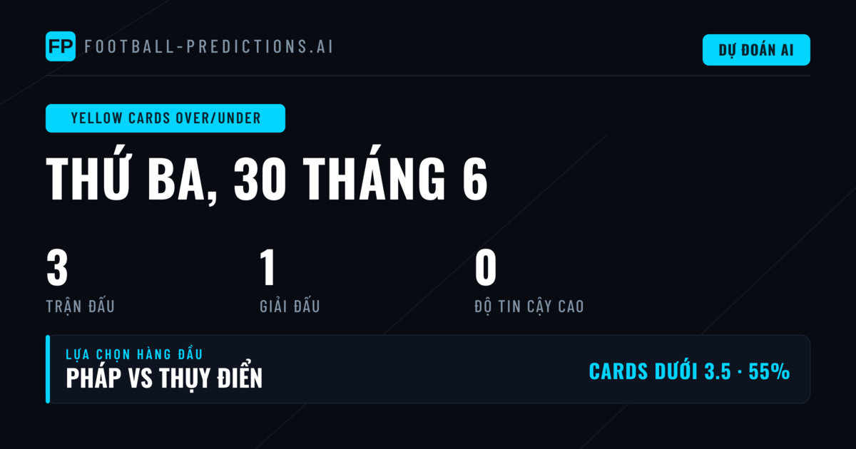 Giới thiệu dự đoán O/U thẻ vàng ngày 30 Jun 2026