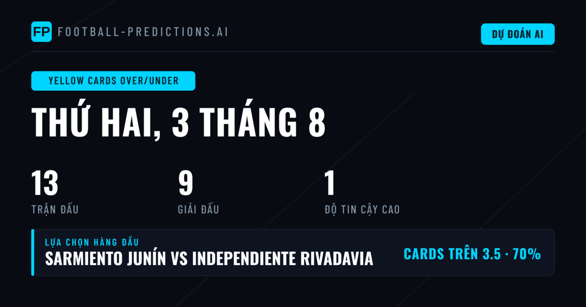 Top Thẻ Vàng O/U Picks Ngày 3 Tháng 8, 2026