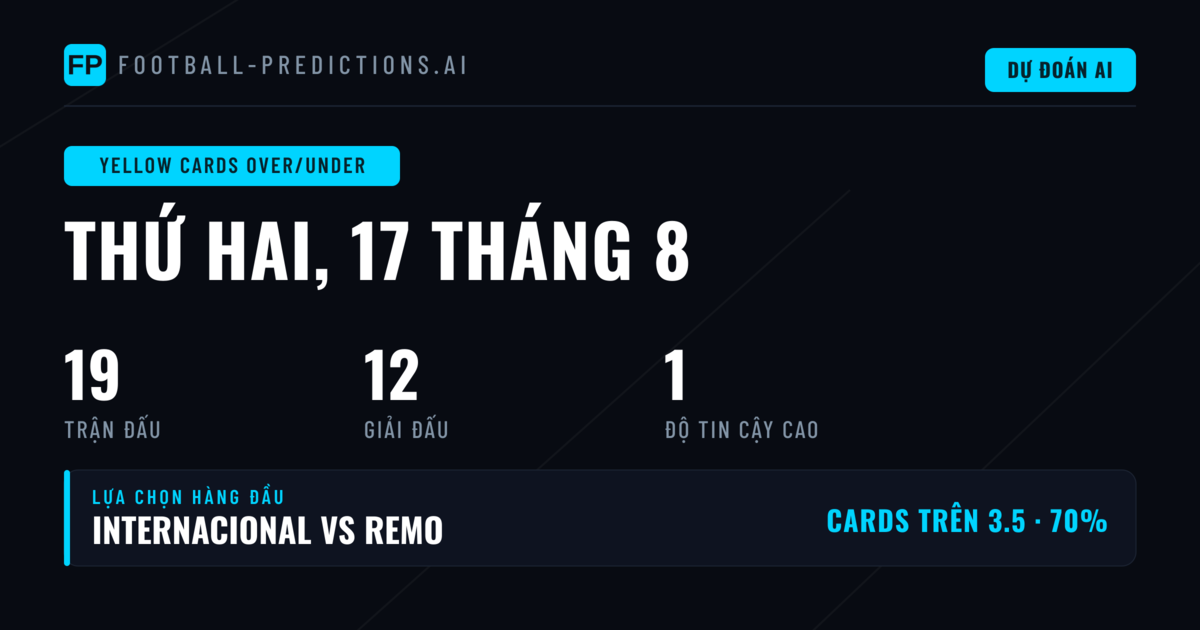 Top O/U Thẻ Vàng Picks 17/08/2026