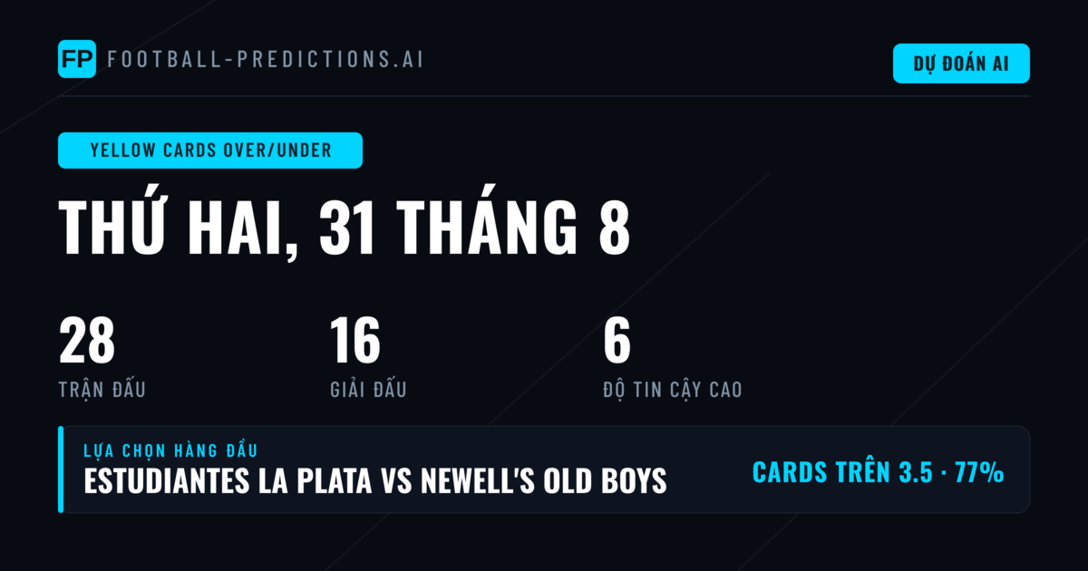 Top O/U Thẻ Vàng Picks (31/08/2026)