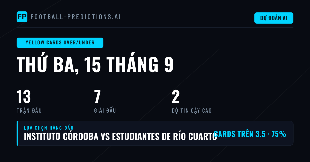 Top Yellow Cards O/U Picks ngày 15/09/2026