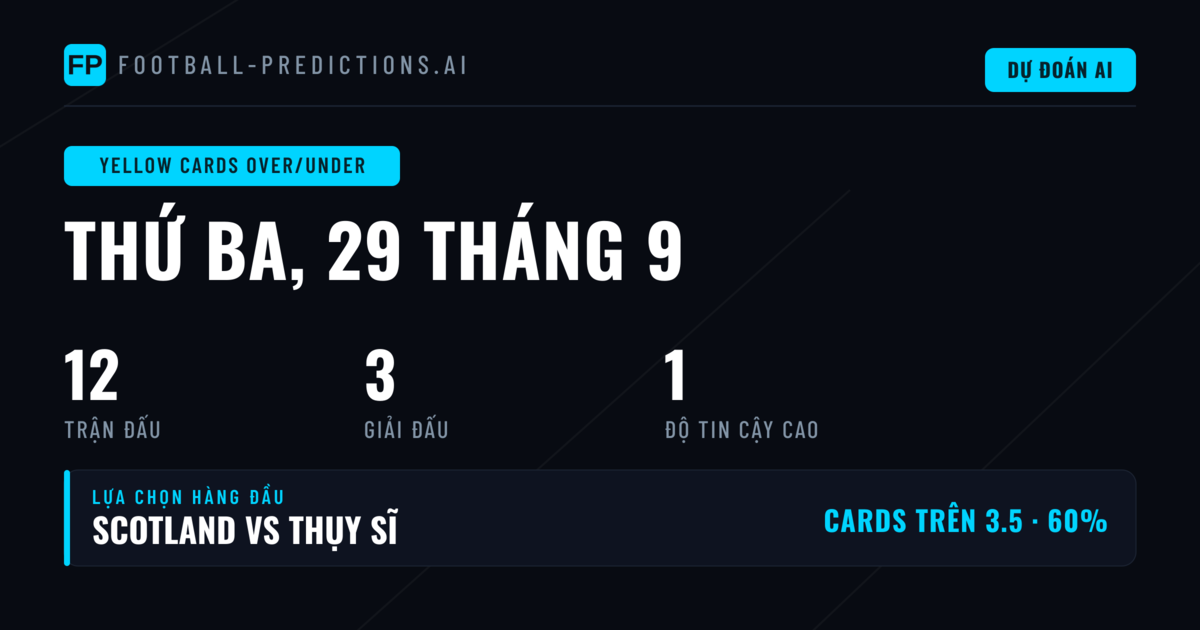Các lựa chọn O/U Thẻ phạt hàng đầu cho ngày 29/09/2026