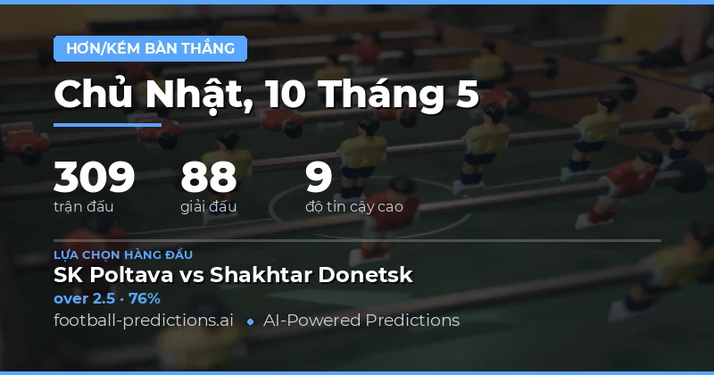 Tổng quan thị trường cá cược bóng đá ngày 10 tháng 5 năm 2026