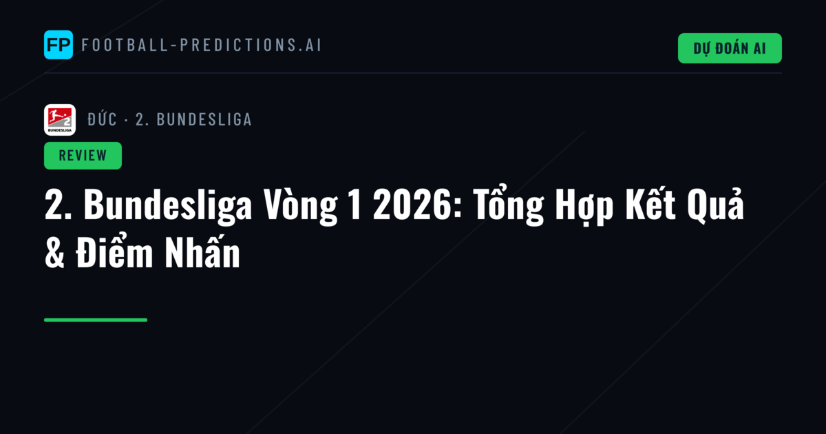 2. Bundesliga Vòng 1 2026: Tổng Hợp Kết Quả & Điểm Nhấn