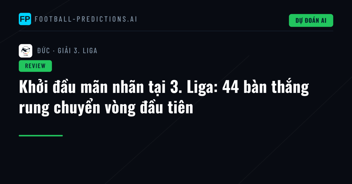 Khởi đầu mãn nhãn tại 3. Liga: 44 bàn thắng rung chuyển vòng đầu tiên