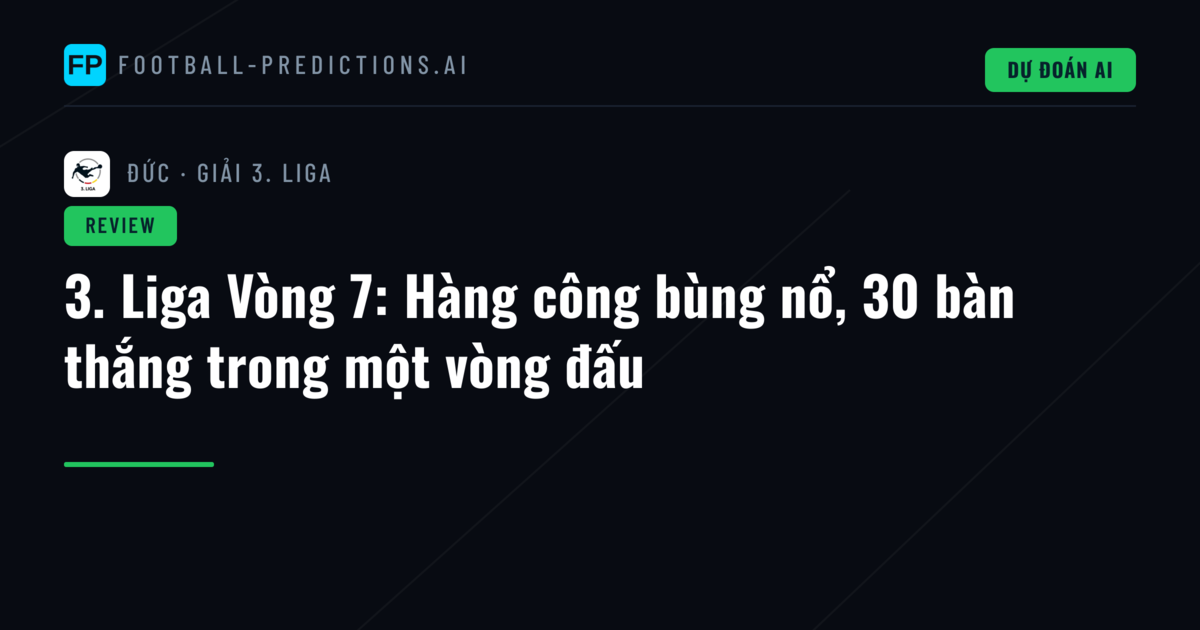 3. Liga Vòng 7: Hàng công bùng nổ, 30 bàn thắng trong một vòng đấu