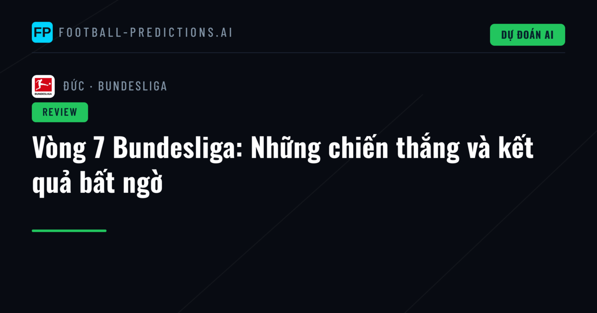 Vòng 7 Bundesliga: Những chiến thắng và kết quả bất ngờ