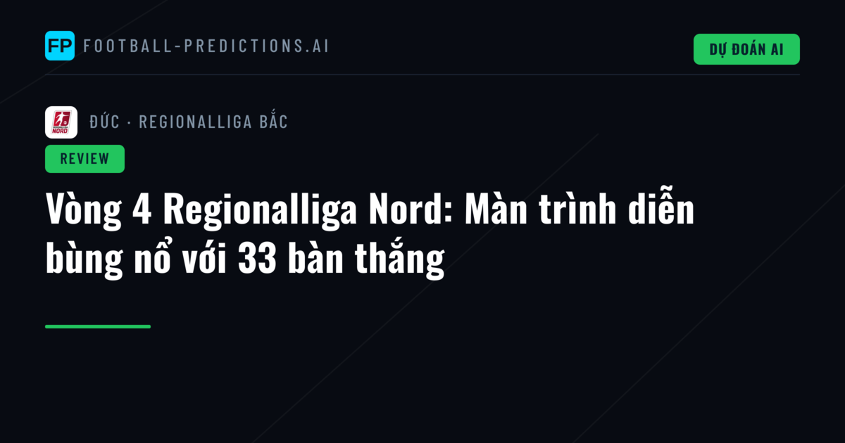 Vòng 4 Regionalliga Nord: Màn trình diễn bùng nổ với 33 bàn thắng