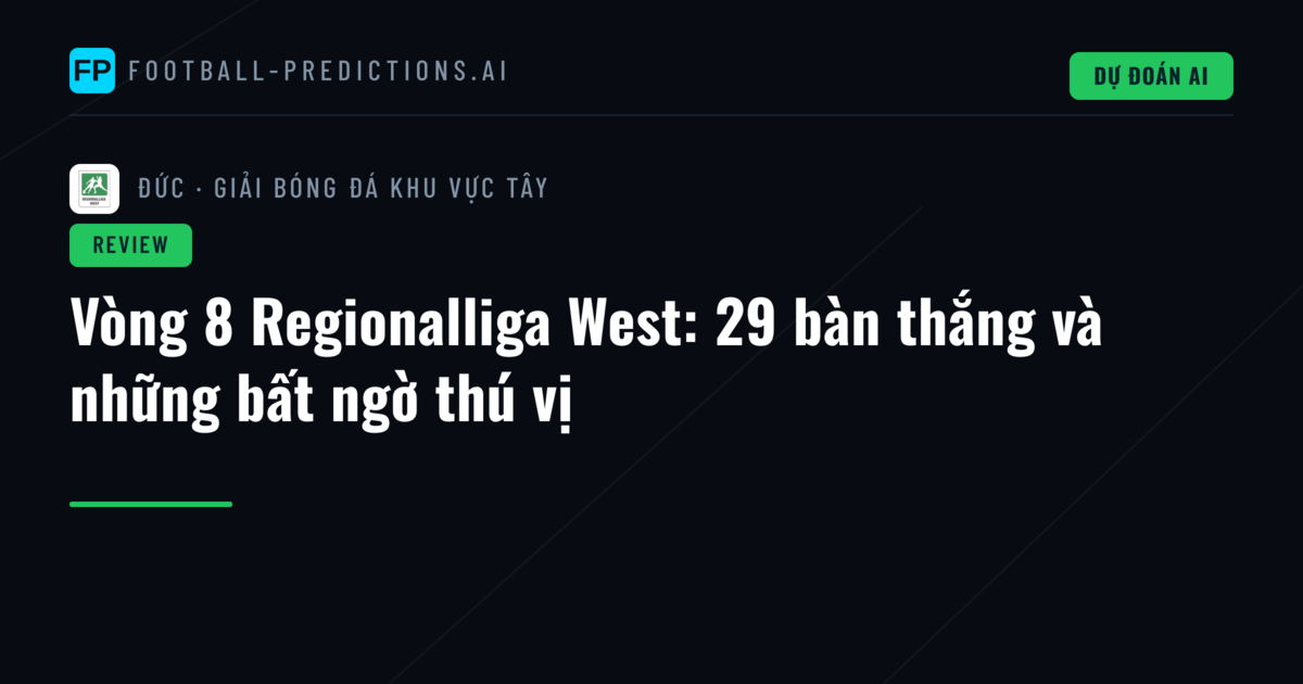 Vòng 8 Regionalliga West: 29 bàn thắng và những bất ngờ thú vị