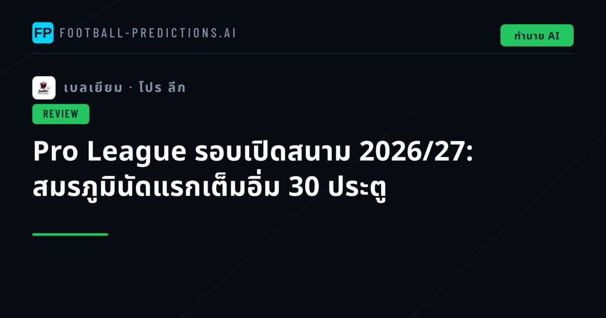 Pro League รอบเปิดสนาม 2026/27: สมรภูมินัดแรกเต็มอิ่ม 30 ประตู