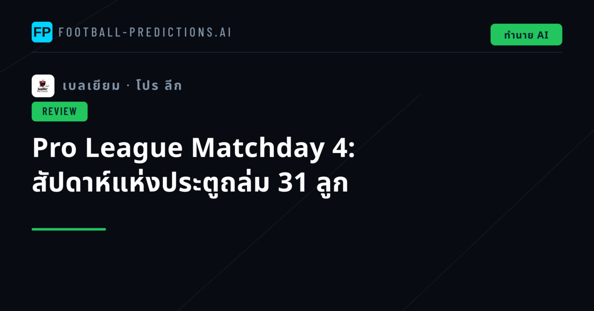 Pro League Matchday 4: สัปดาห์แห่งประตูถล่ม 31 ลูก
