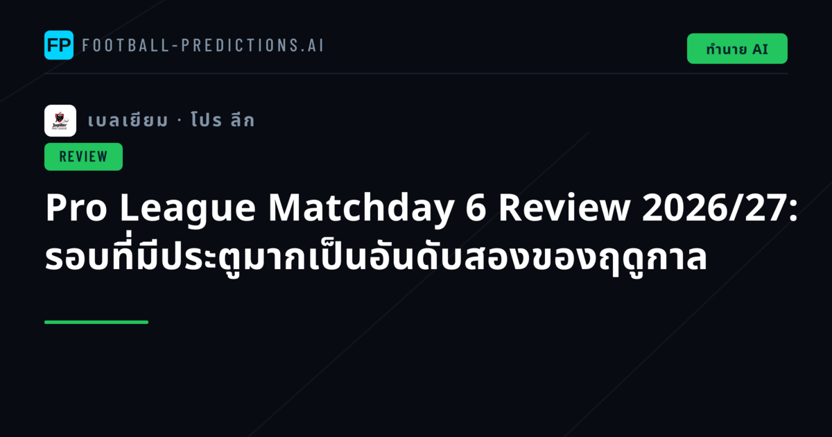 Pro League Matchday 6 Review 2026/27: รอบที่มีประตูมากเป็นอันดับสองของฤดูกาล